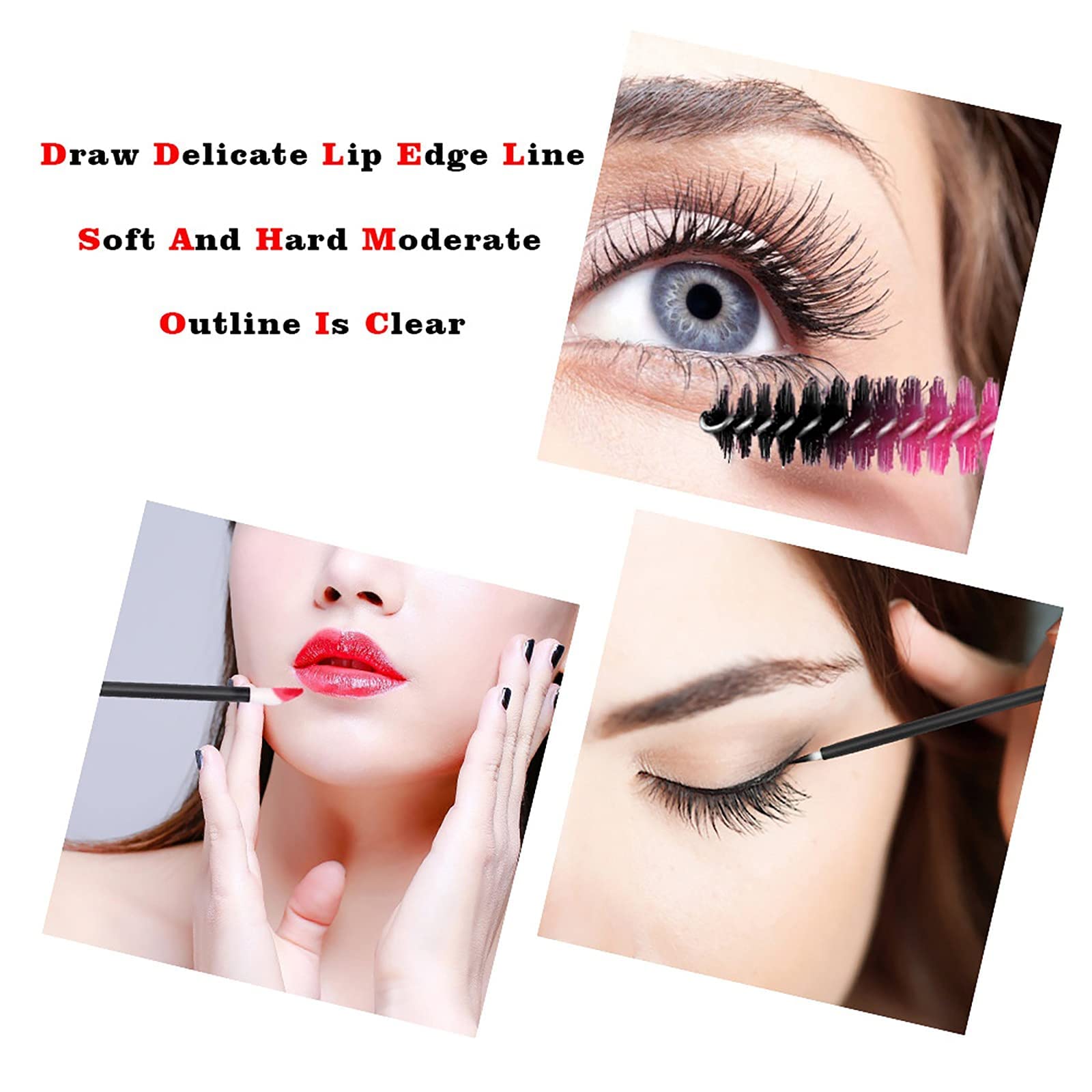 Ghelonadi 50pcs Professional Makeup Brush Set - 20 Mascara Brushes, 20 Lipstick Applicators, 10 Eyeliner Brushes - Soft Synthetic Bristles - Travel Size Cosmetic Brush Kit for Makeup Artists & Beginners - Perfect for Salon, Home Use & Travel