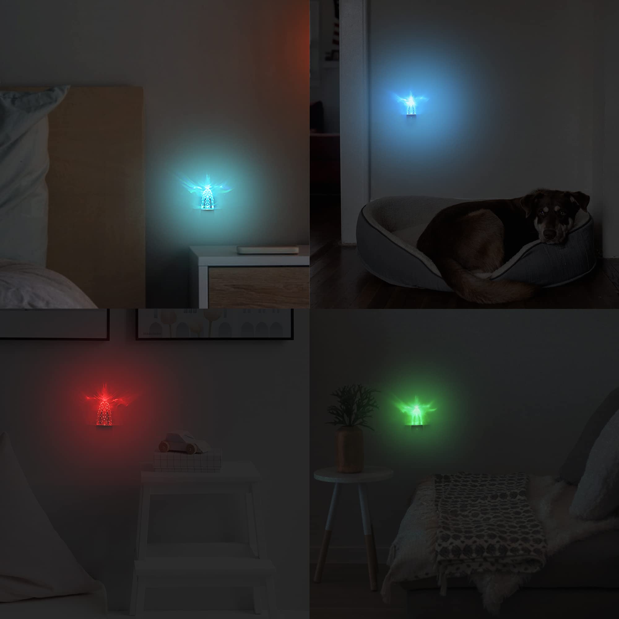 RGB Color Changing Night Lights Plug into Wall - 4 Pack LED Nightlights with Light Sensor, Auto On/Off for Kids, Adults, Bedroom, Bathroom, Nursery (Perfect for Nighttime Safety & Mood Lighting)