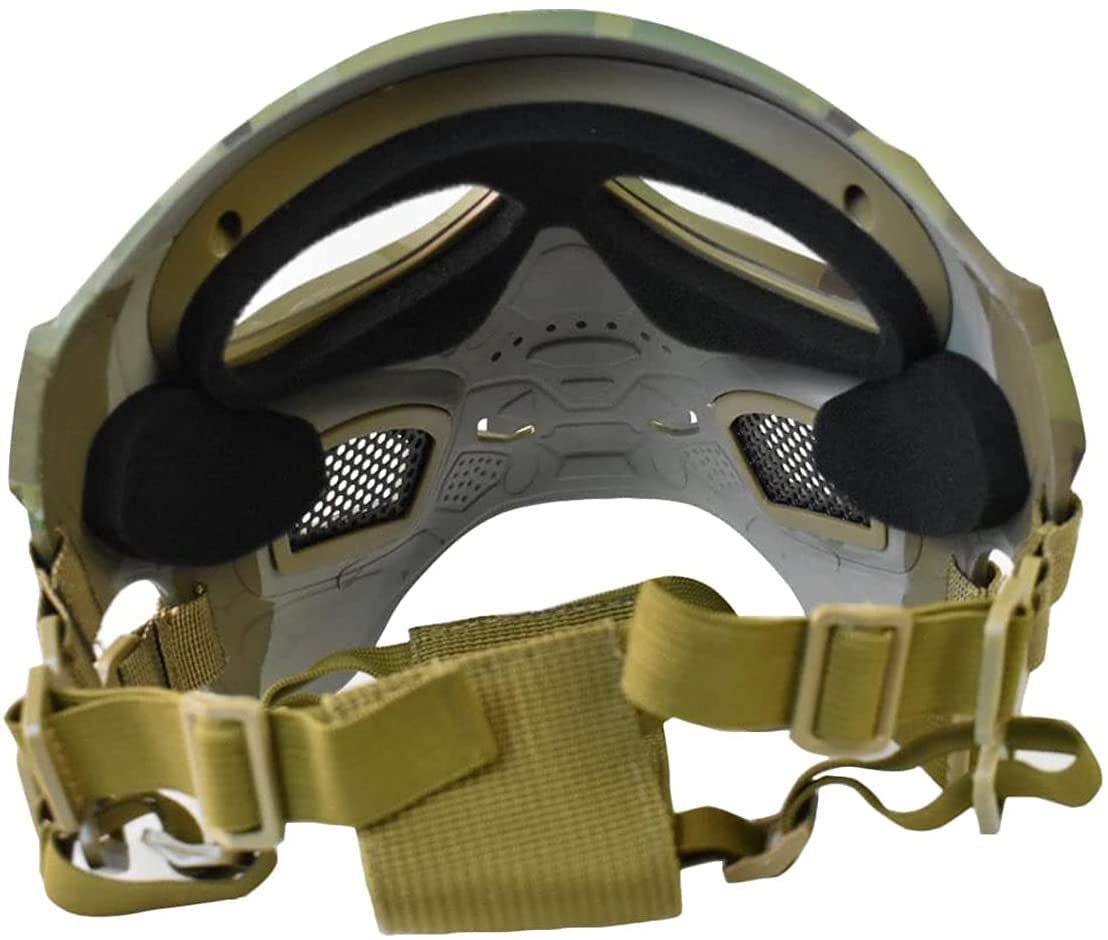 Tactical Airsoft Helmet with Adjustable Skull Mask - Lightweight & Durable for Airsoft Games, Military Simulation & Outdoor Sports