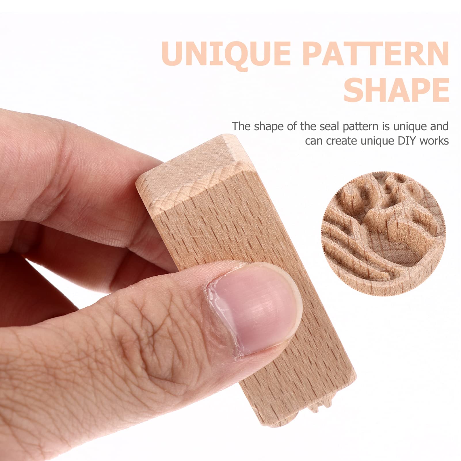2PCS Wooden Square Stamps for DIY - Unique Handmade Seal with Chic Patterns for Scrapbooking, Kids Crafts, and Personalized Gifts - Perfect for Journals, Cards, and Art Projects