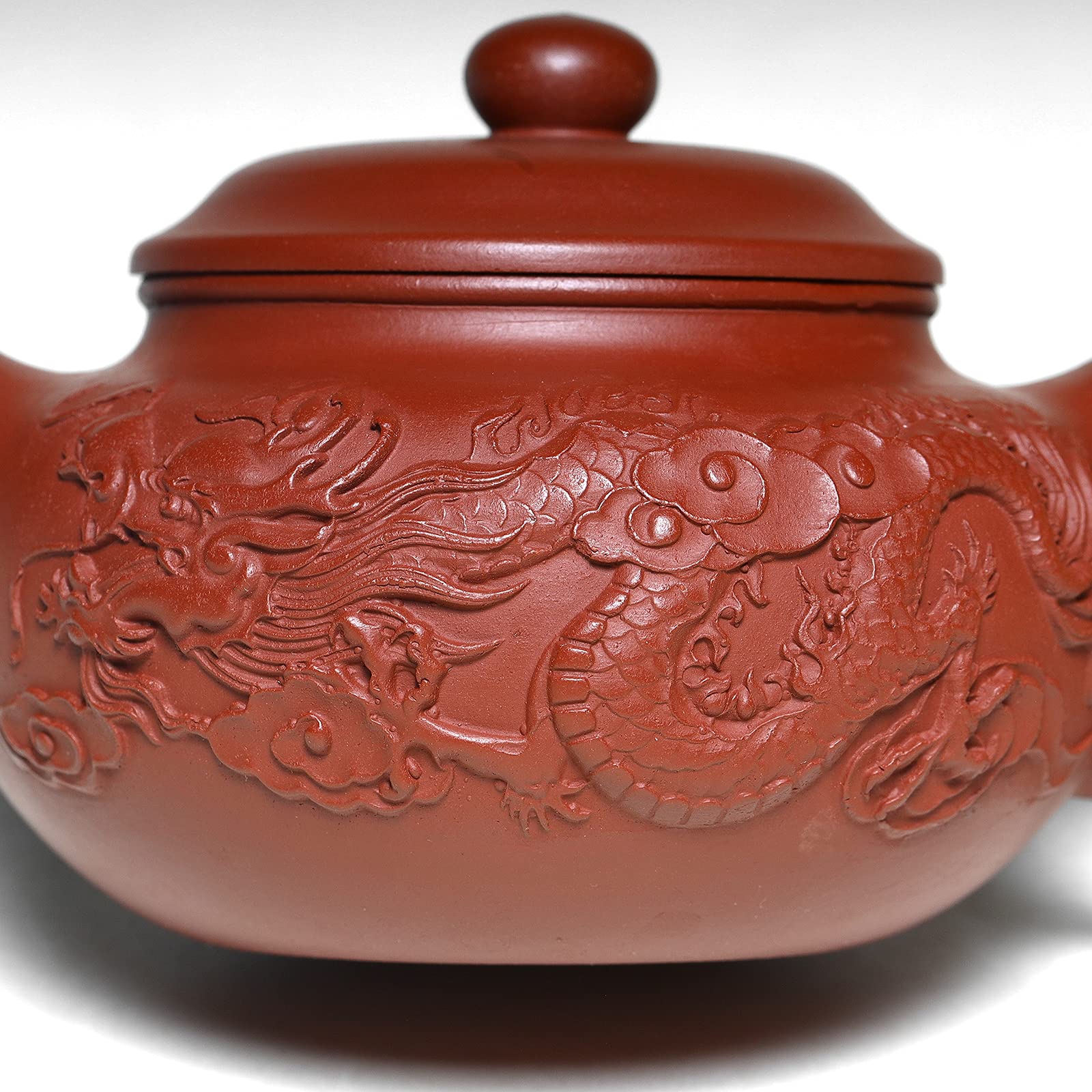 Premium 8 Oz Yixing Zisha Clay Teapot with Built-in Filter - Handcrafted Dragon Relief Fanggu Style - Authentic Chinese Kung Fu Tea Set for Gongfu Tea Ceremony & Home Brewing - Perfect Gift for Tea Lovers