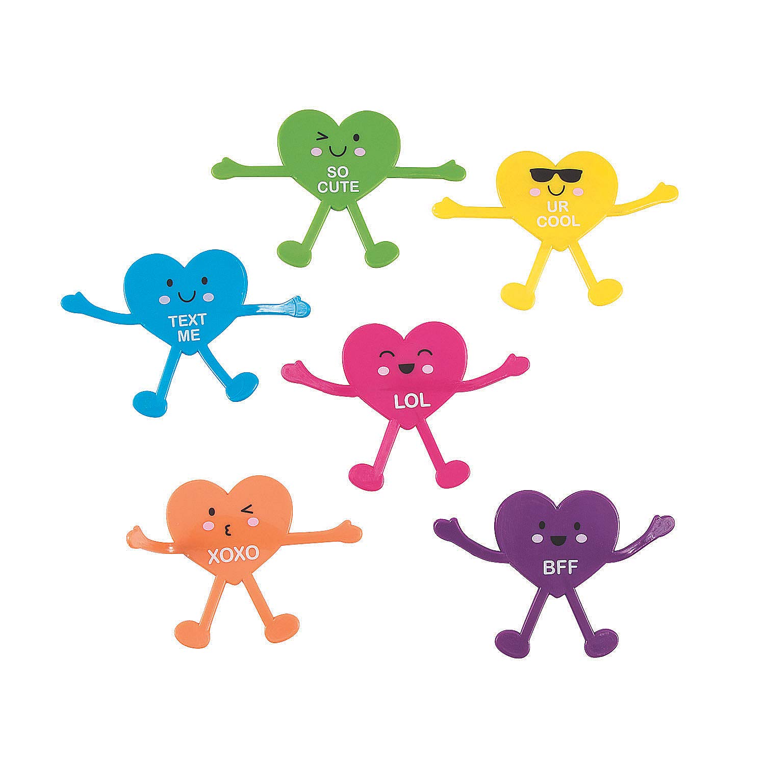 Valentine's Day Conversation Heart Bendable Toys - 24-Piece Set for Kids - Perfect for Classroom Gifts, Party Favors & Holiday Decorations
