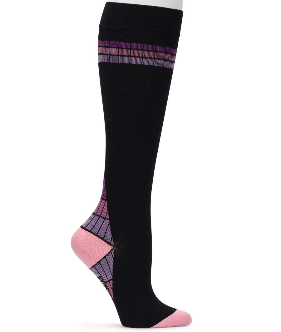 Nurse Mates Active 15-20 mmHg Compression Socks for Women & Men - Black Windowpane Design, Large Size - Improve Circulation & Reduce Swelling for Nurses, Travelers & Athletes