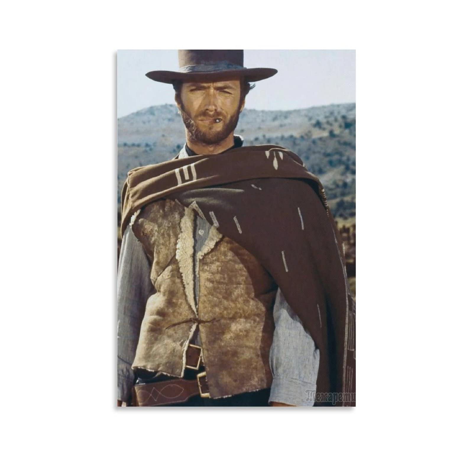 Clint Eastwood Cowboy Gun Battle Movie Poster - Vintage Western Wall Art Canvas Print for Living Room, Bedroom, Office Decor - Unframed 12x18 inches (30x45cm) - Perfect for Western Theme Decor & Movie Lover Gifts