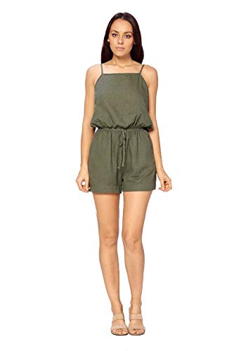 CiSono Women's Linen Romper Shorts - Comfortable Summer Jumpsuit with Pockets | Perfect for Beach Vacation, Casual Outings & Lounge Wear