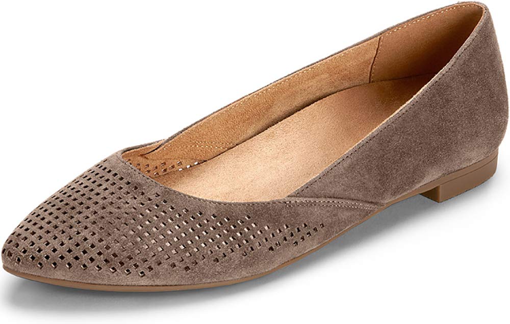 Vionic Women's Gem Posey Ballet Flat Shoes - Comfortable & Supportive Slip-On Loafers for Women, Size 8 Medium (Taupe) | Perfect for Work, Travel & Everyday Wear