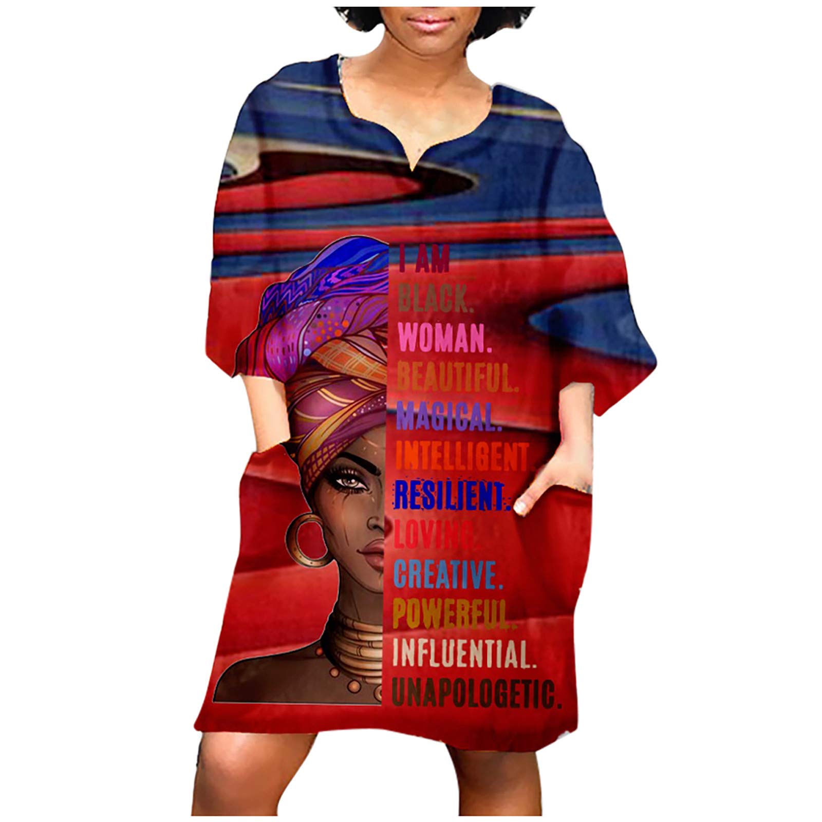 **African Print Summer Dresses for Women Plus Size - Casual Short Sleeve Loose Mini Dress Vintage Style - Perfect for Beach, Vacation & Summer Parties**