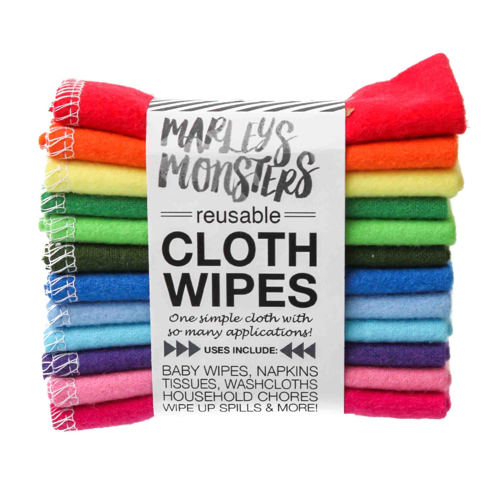 Organic Cotton Reusable Cloth Wipes - Soft & Eco-Friendly Baby Wipes for Diaper Changes, Makeup Removal & Household Cleaning - Hypoallergenic & Washable