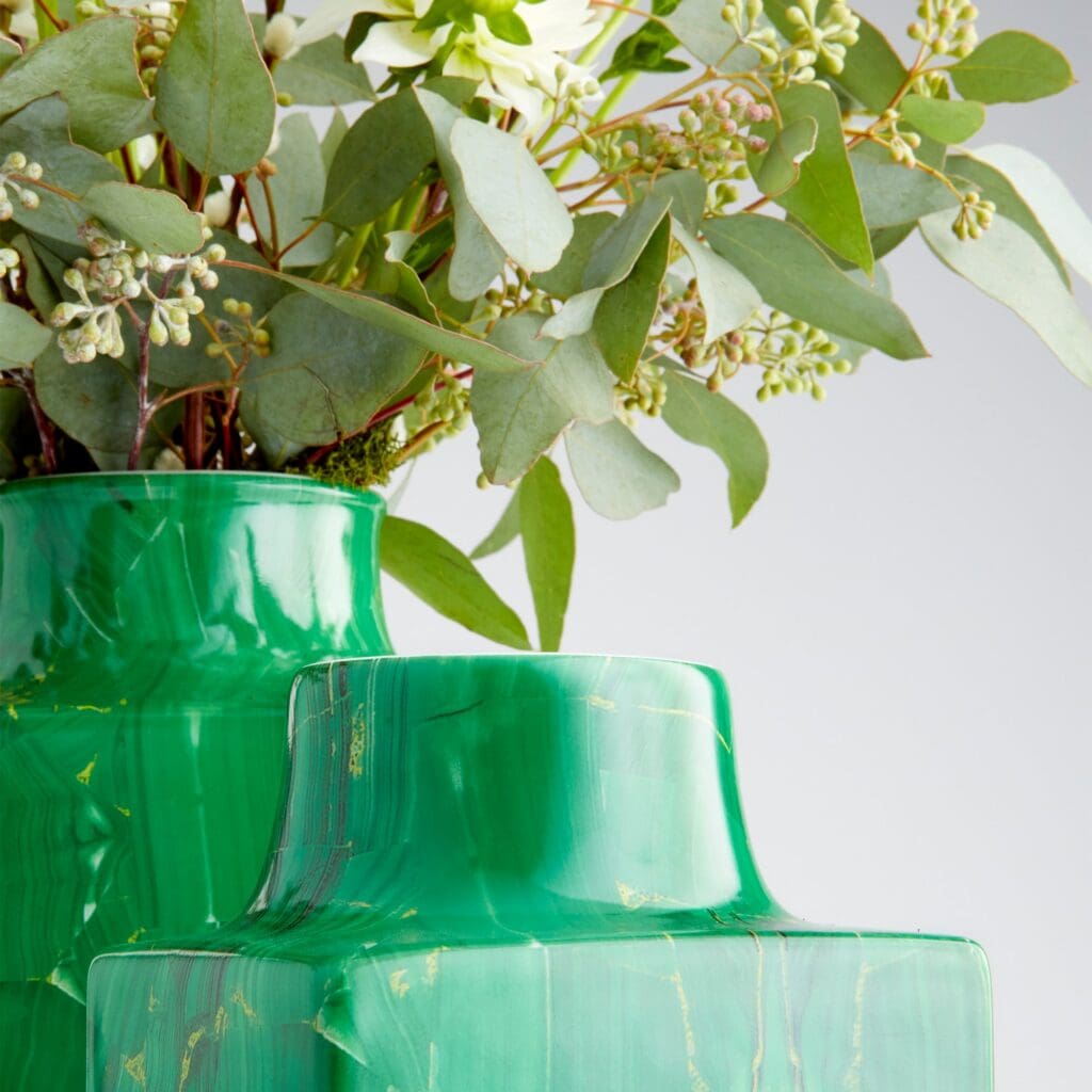 Cyan Design 09871 Large Malachite Jaded Vase - Elegant Home Decor for Living Room, Dining Table & Wedding Centerpieces