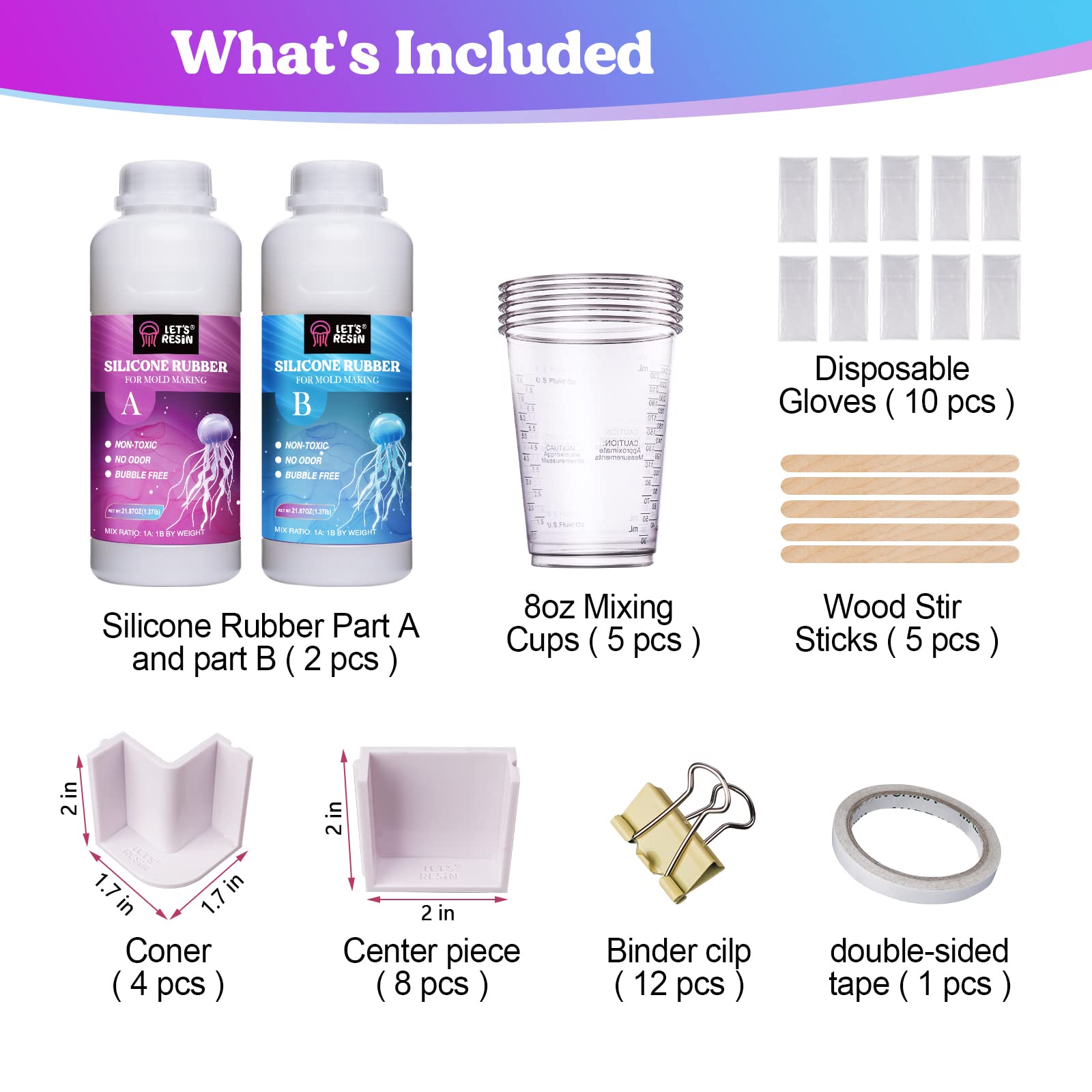 Premium LET'S RESIN Silicone Mold Making Kit - 43oz Platinum Liquid Silicone Rubber with Mold Housing & Mixing Cups | Fast-Cure Food-Grade for Resin Casting, DIY Crafts, Soap Molds & Jewelry Making | Perfect for Epoxy Art, Candle Making & Home Decor Projects