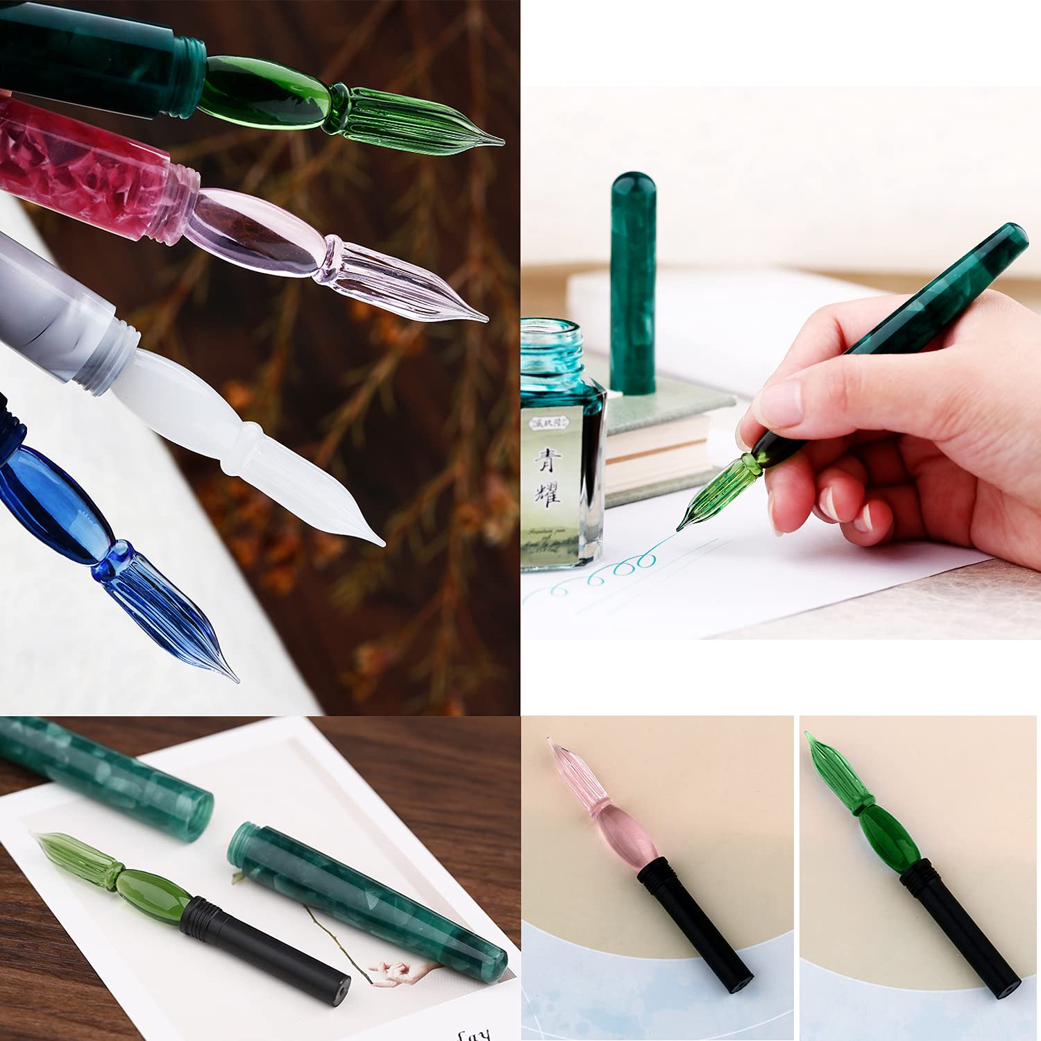 Premium Glass Dip Pen for Calligraphy & Art - Portable Travel Size, Ideal for Business Signatures, Gifts & Creative Writing - Pink (Perfect for Journaling, Lettering & Professional Use)