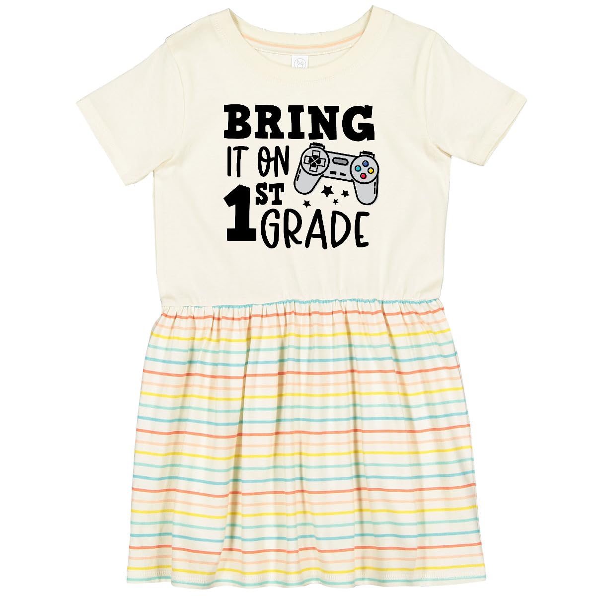 Inktastic Bring It On 1st Grade Video Game Controller Print Toddler Dress - Cute Gamer Outfit for Kids Birthday & First Day of School