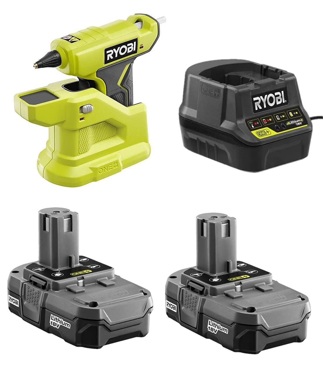 Renewed Ryobi P306 18V Cordless Glue Gun Kit with 2 Batteries & Charger - Compact & Powerful for DIY Projects, Home Repairs, and Crafting