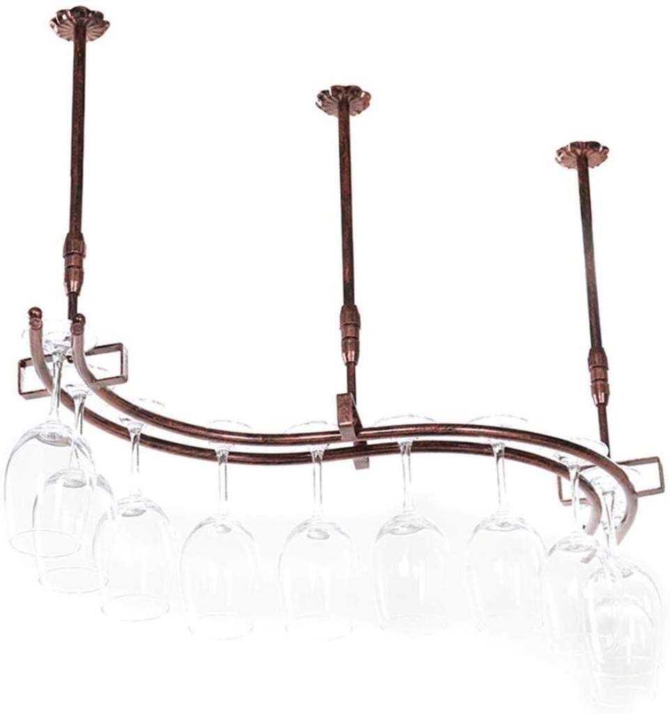 LXTIN Adjustable Floating Shelves for Bar Furniture - Bronze Wine Bottle Holder & Ceiling Wine Rack with Chalice Cup Storage - Perfect for Home Bars, Restaurants, and Wine Cellars (82x23 Inches)