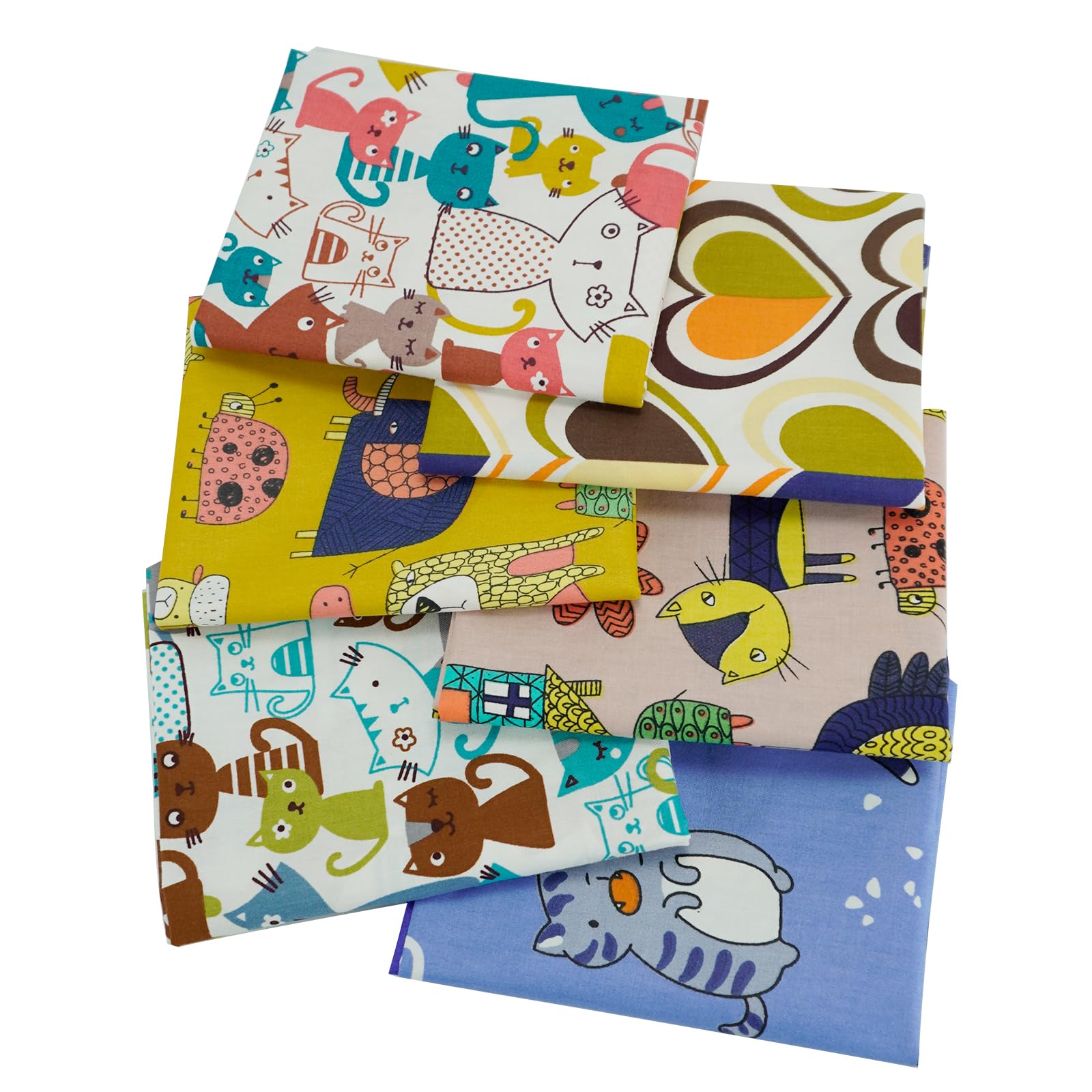 6pcs 18x22 Inch (46x56cm) Premium Cotton Fabric Fat Quarters - Precut Quilt Squares for DIY Sewing, Patchwork & Quilting Projects (Cute Cat & Dog Patterns) - Perfect for Blankets, Pillows, Tote Bags & Home Decor