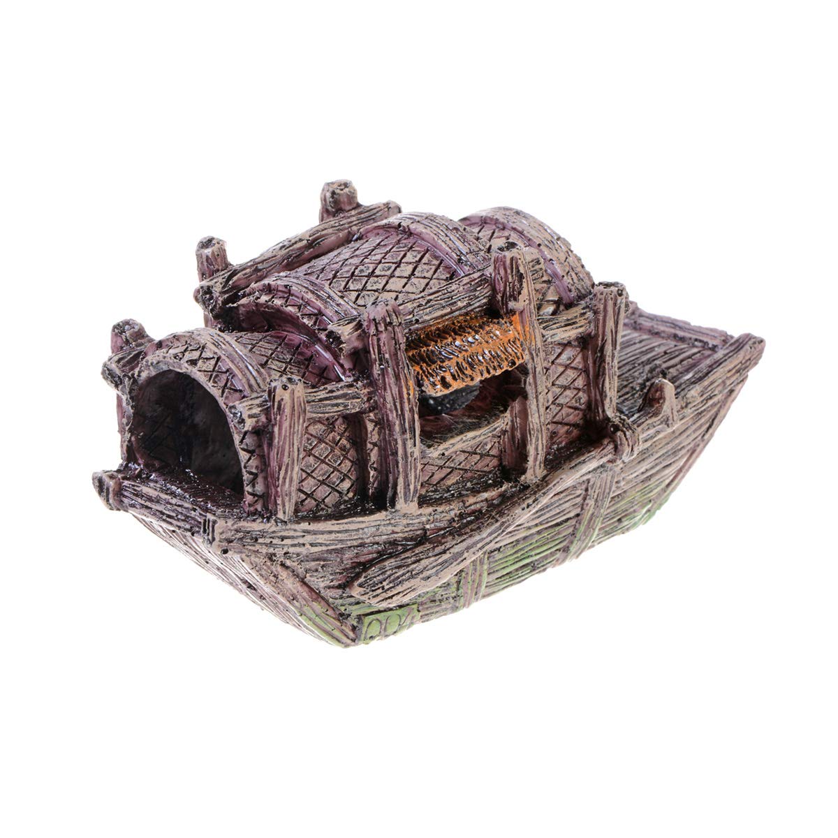 SAIM Resin Canoe Boat Aquarium Ornament - Small Fish Tank Decoration for Aquatic Landscape | Perfect for Freshwater & Saltwater Tanks, Home Office Decor