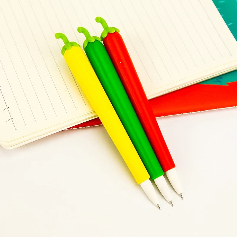 0.5mm Fine Tip Black Ink Chili Pepper Pen - Smooth Writing Gel Pen for Office, School, Note Taking & Gift Giving