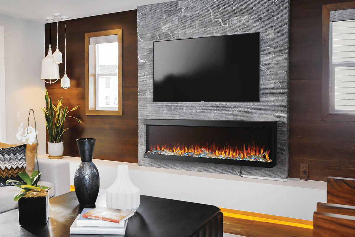 Napoleon Trivista Pictura 50 Inch 3-Sided Wall Mount Electric Fireplace - Modern Heating for Living Room, Bedroom & Office Spaces
