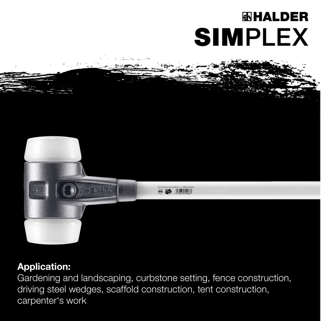 Halder 3707081 Superplastic Sledge Hammer with Cast Iron Housing - 80mm Multi-Color Heavy Duty Hammer for Construction, Demolition, and Metalworking Projects