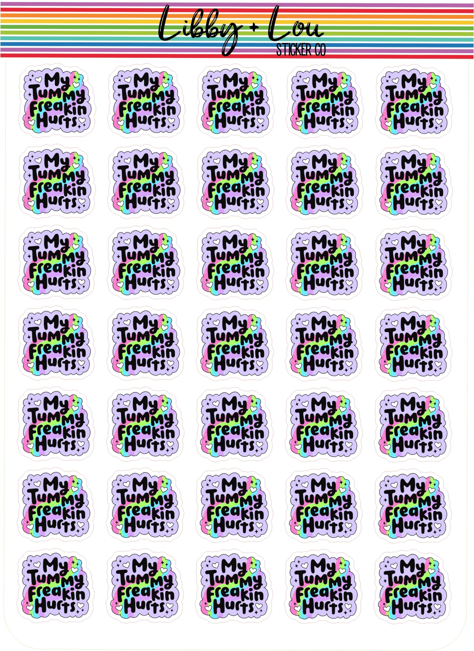 Tummy Hurts Planner Stickers - Cute Stickers for Planners & Journals