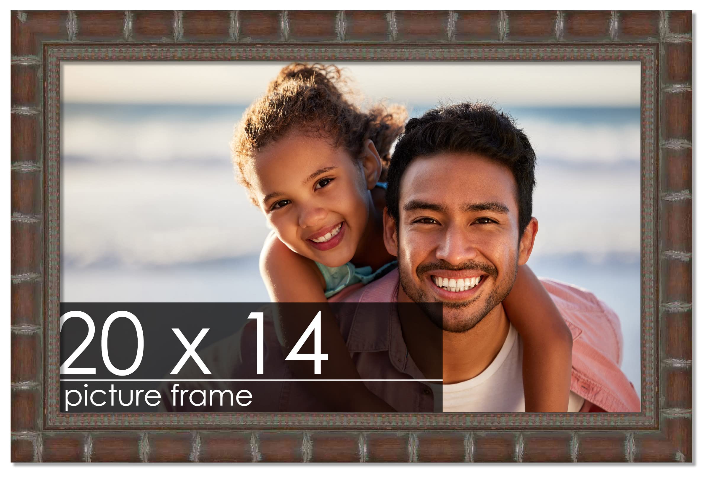 Premium 20x14 Brown Bamboo Solid Wood Picture Frame - 1.5 Inch Moulding Width with UV Acrylic Plexiglass & Foam Backing - Wall Art Display for Home, Office & Gallery Decor