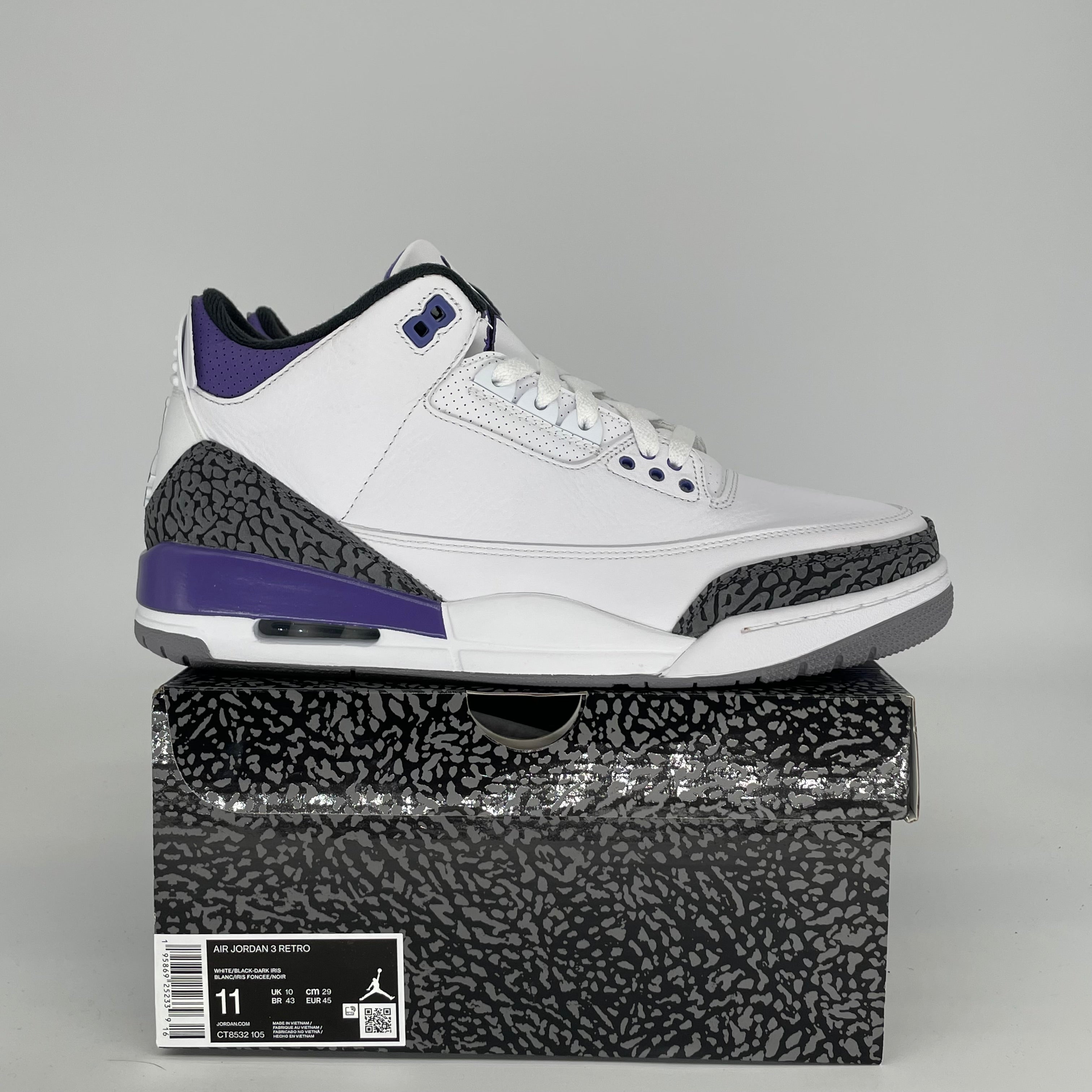 AIR JORDAN 3 DARK IRIS Men's Basketball Shoes - Size 11 (CT8532-105) - Retro Sneakers for Running, Training & Streetwear Fashion