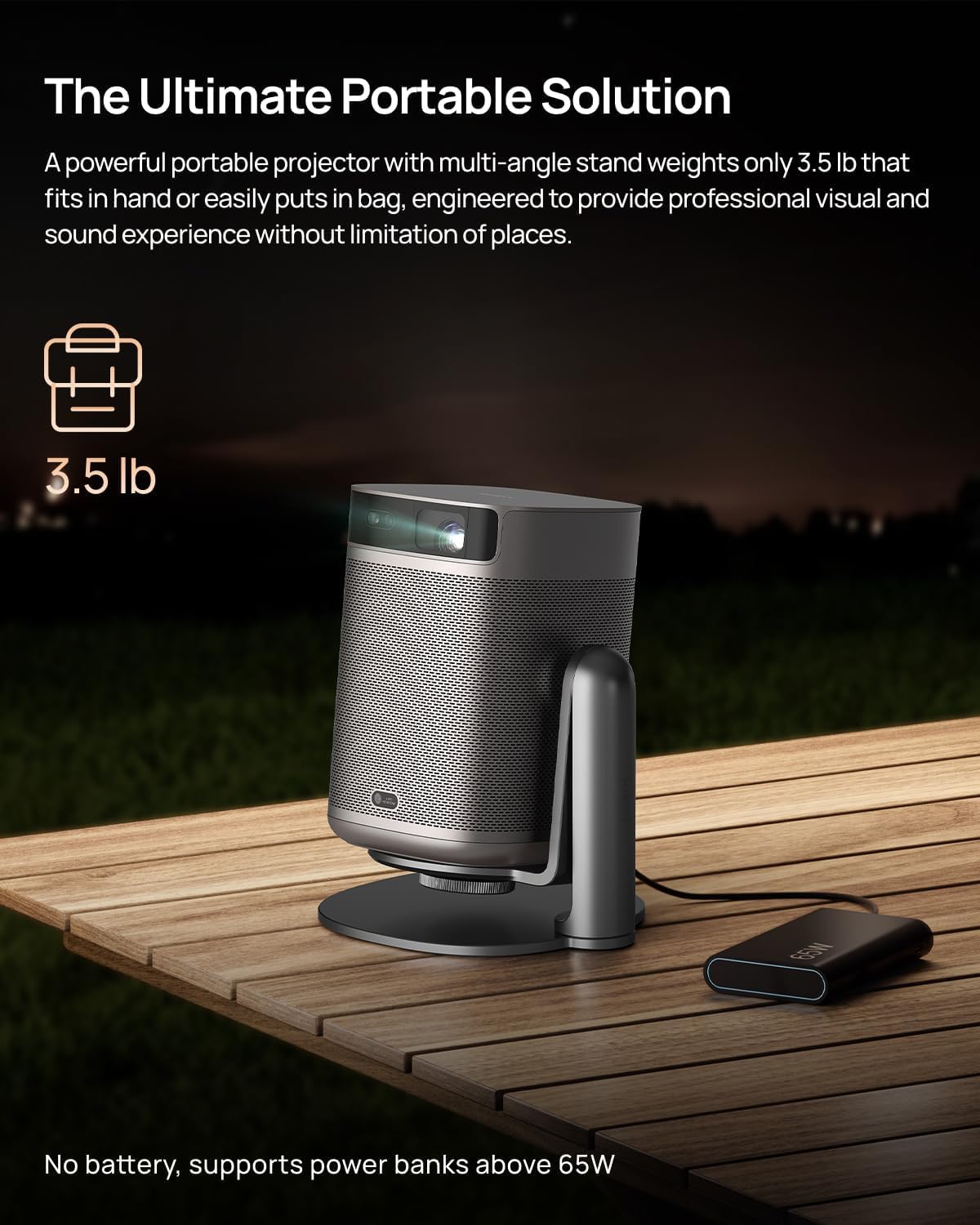 XGIMI MoGo 2 Pro Portable Projector with Multi-angle Stand - HD 1080P Home Theater Projector for Indoor/Outdoor Movies, Gaming & Presentations | Compact & Wireless Streaming Device