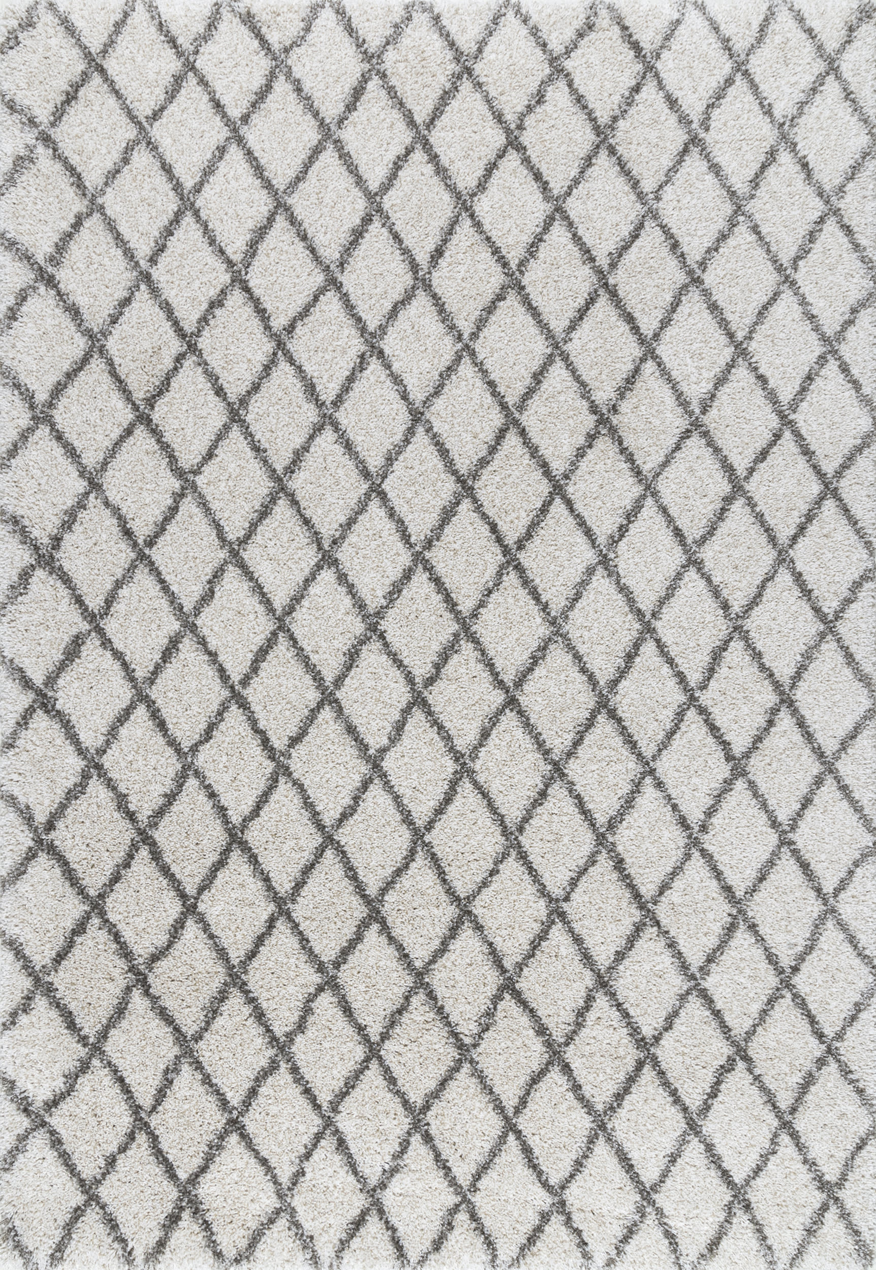 Diamond Trellis Area Rug - Ivory White Handmade Non-Slip Living Room Carpet for Home Decor, Bedroom & Office