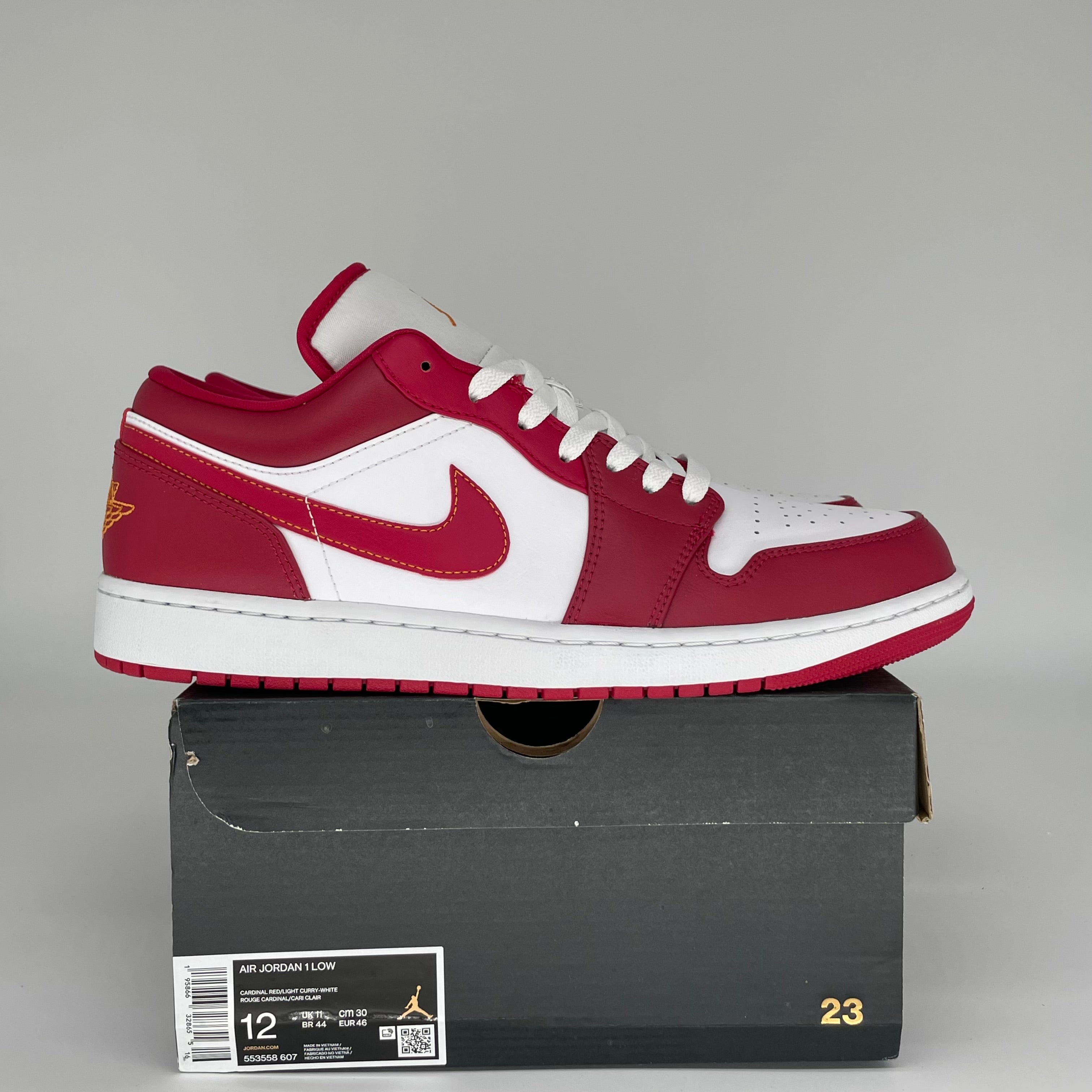 AIR JORDAN 1 LOW CARDINAL RED Men's Basketball Shoes - Size 12 (553558-607) | Sneakers for Streetwear, Casual Outfits & Basketball Games