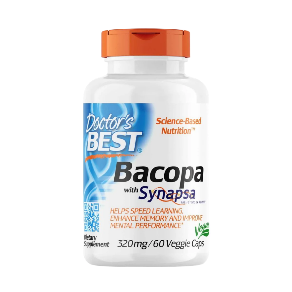 Doctor's Best Bacopa with Synapsa 320mg - 60 Vegetarian Capsules for Memory & Focus Support - Brain Supplement for Studying, Work & Mental Clarity