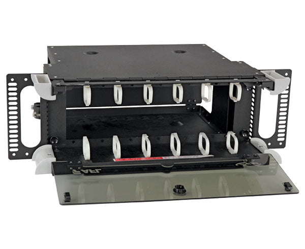 AFL XFM 12-Port Fixed 4U Fiber Optic Patch Panel - High-Density Rack Mount for Data Centers & Telecom Networks