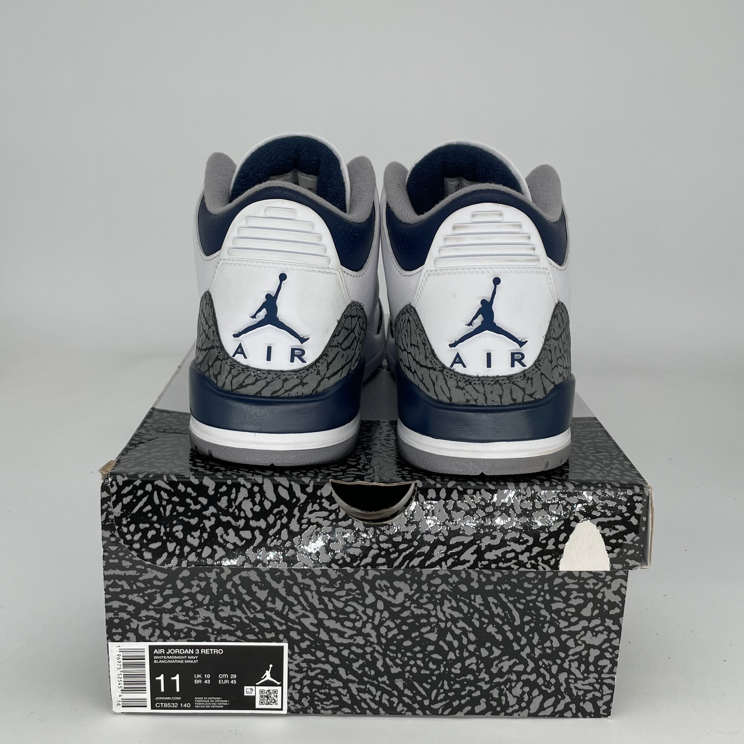 AIR JORDAN 3 Retro Midnight Navy Men's Basketball Shoes Size 11 - CT8532-140 | Authentic Nike Sneakers for Running, Gym & Streetwear Fashion