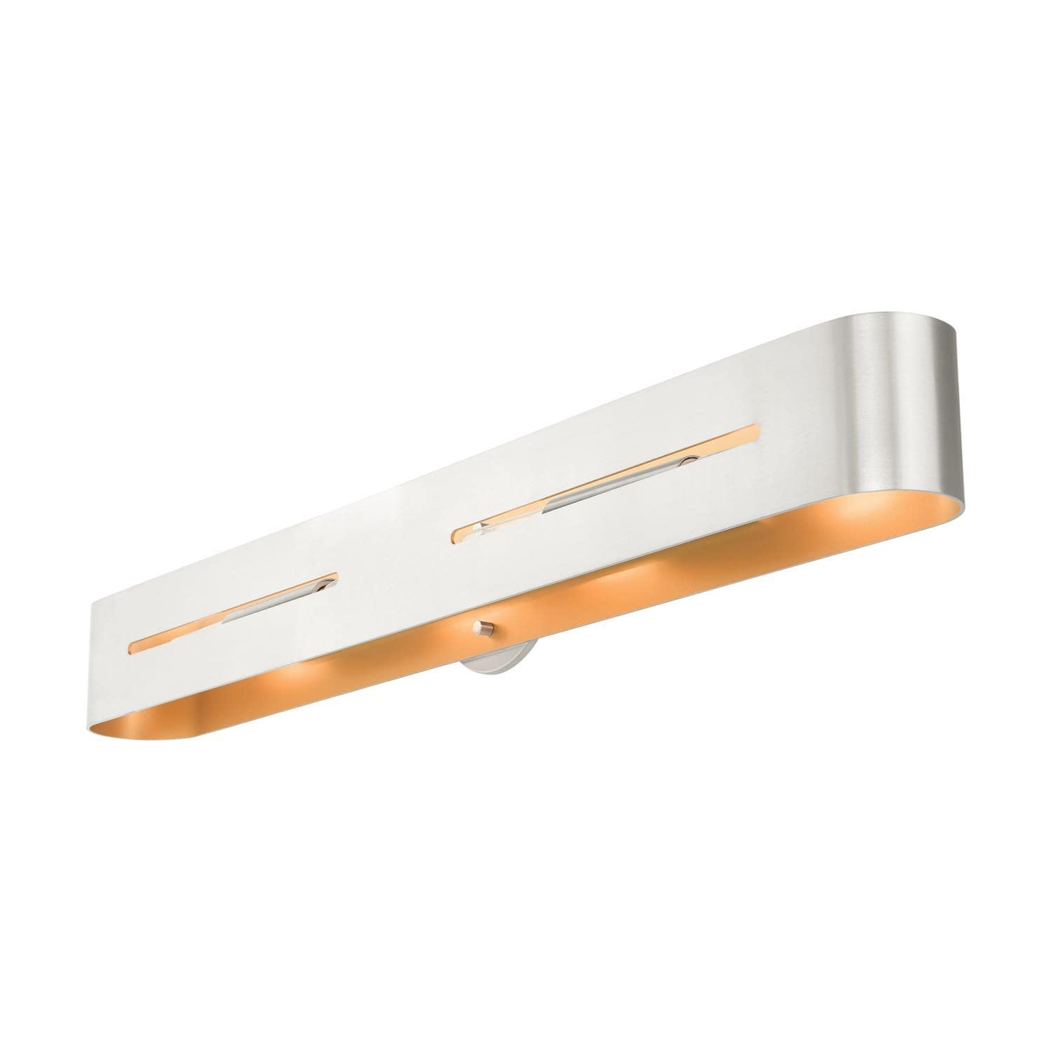 Livex Lighting Ravena 4-Light Wall Sconce in Brushed Nickel with Gold Interior - Perfect for Bedroom, Hallway & Living Room Wall Decor