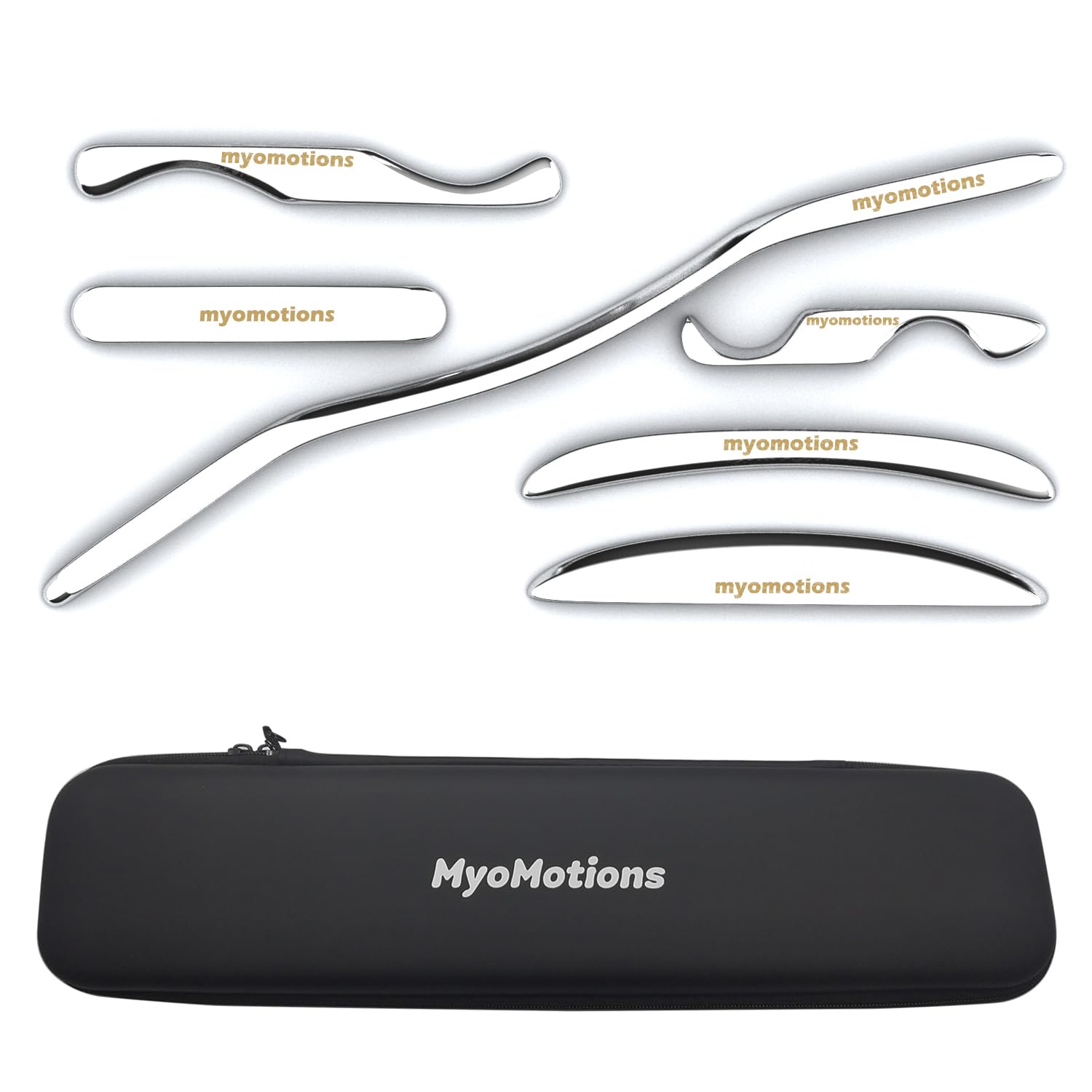 6-Piece Stainless Steel IASTM Set - Professional Muscle Scraper & Massage Tool for Deep Tissue Therapy, Myofascial Release, Pain Relief - Includes Storage Bag - Perfect for Athletes, Physical Therapists & Home Recovery