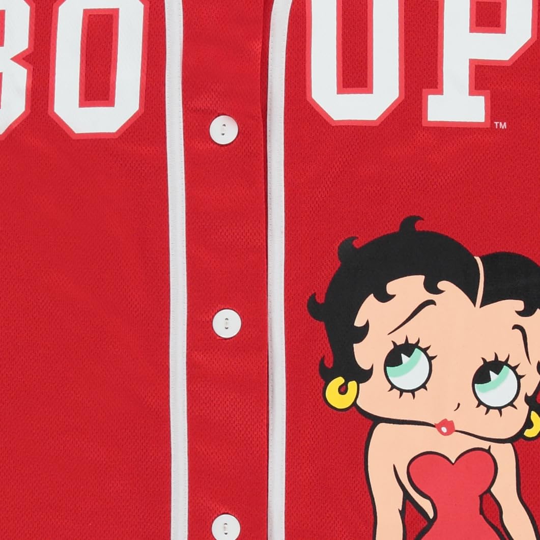 Vintage Betty Boop Ladies Baseball Jersey - Bonnie, Margie & Mae Mesh Button Down Shirt for Women | Retro Fashion, Casual Wear & Costume Parties