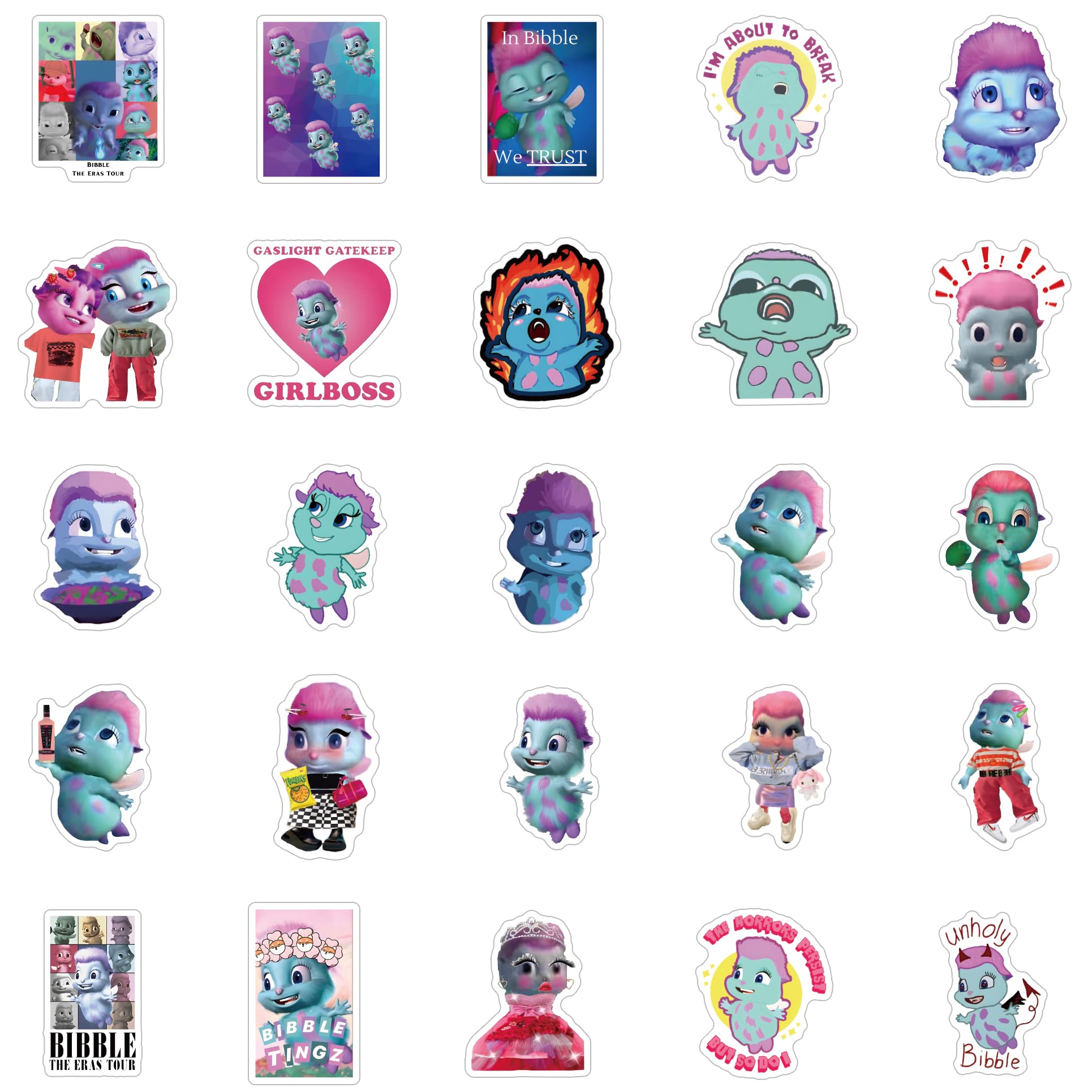 61Pcs Aesthetic Cartoon Stickers Pack - Waterproof Vinyl Decals for Water Bottles, Laptops, Phones, Skateboards | Halloween Decorations, Journaling Supplies, Cute Gifts for Kids, Teens & Adults - Perfect for DIY Crafts, School Projects & Party Favors