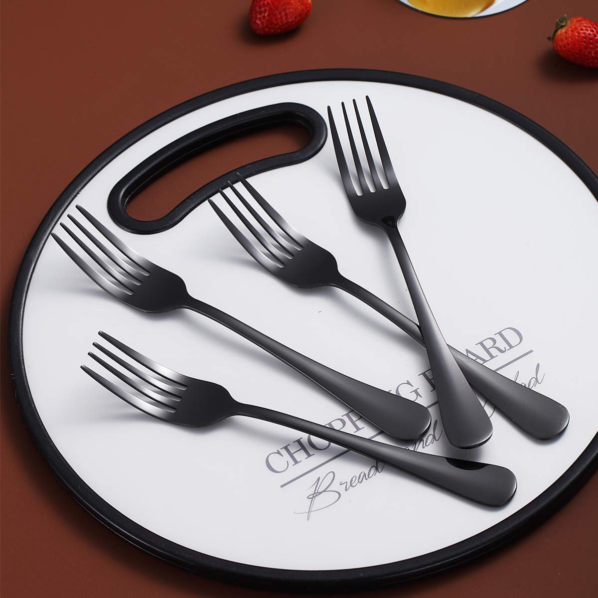 Premium 4-Piece Black Stainless Steel Dinner Forks Set - Berglander 7.9