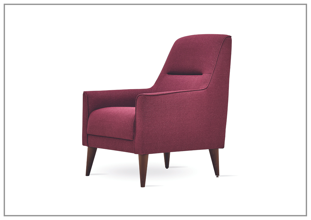 Enza Home Alto Fabric Armchair with Cushion Back - Dark Pink Upholstered Living Room Chair for Lounge, Bedroom, or Office - Comfortable Modern Accent Seating