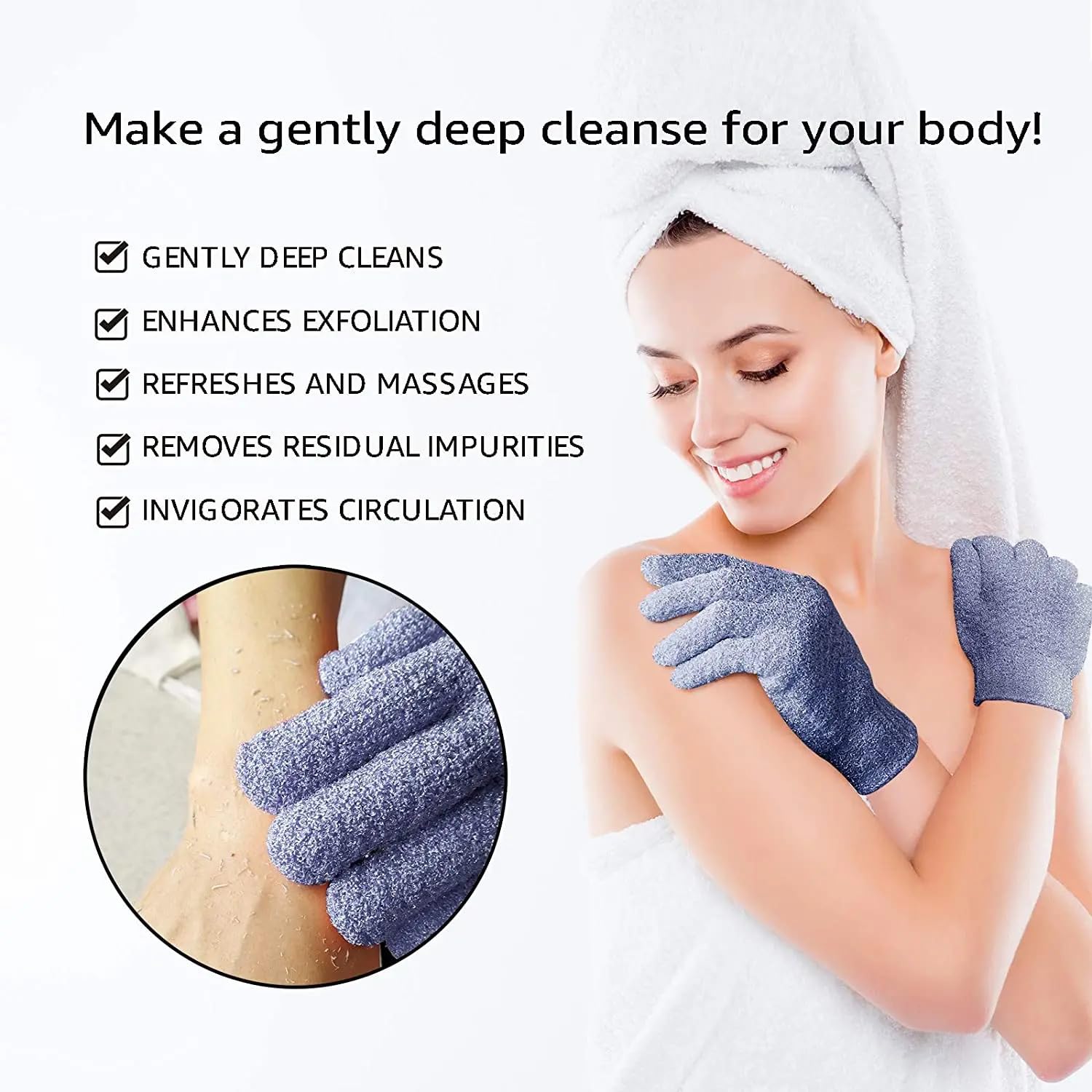 MobFest® Exfoliating Bath Gloves for Men & Women - Dead Skin Removal Scrubber - Soft Exfoliating Mittens for Smooth Skin - Set of 3 Multicolor - Perfect for Shower, Spa & Body Care Routine