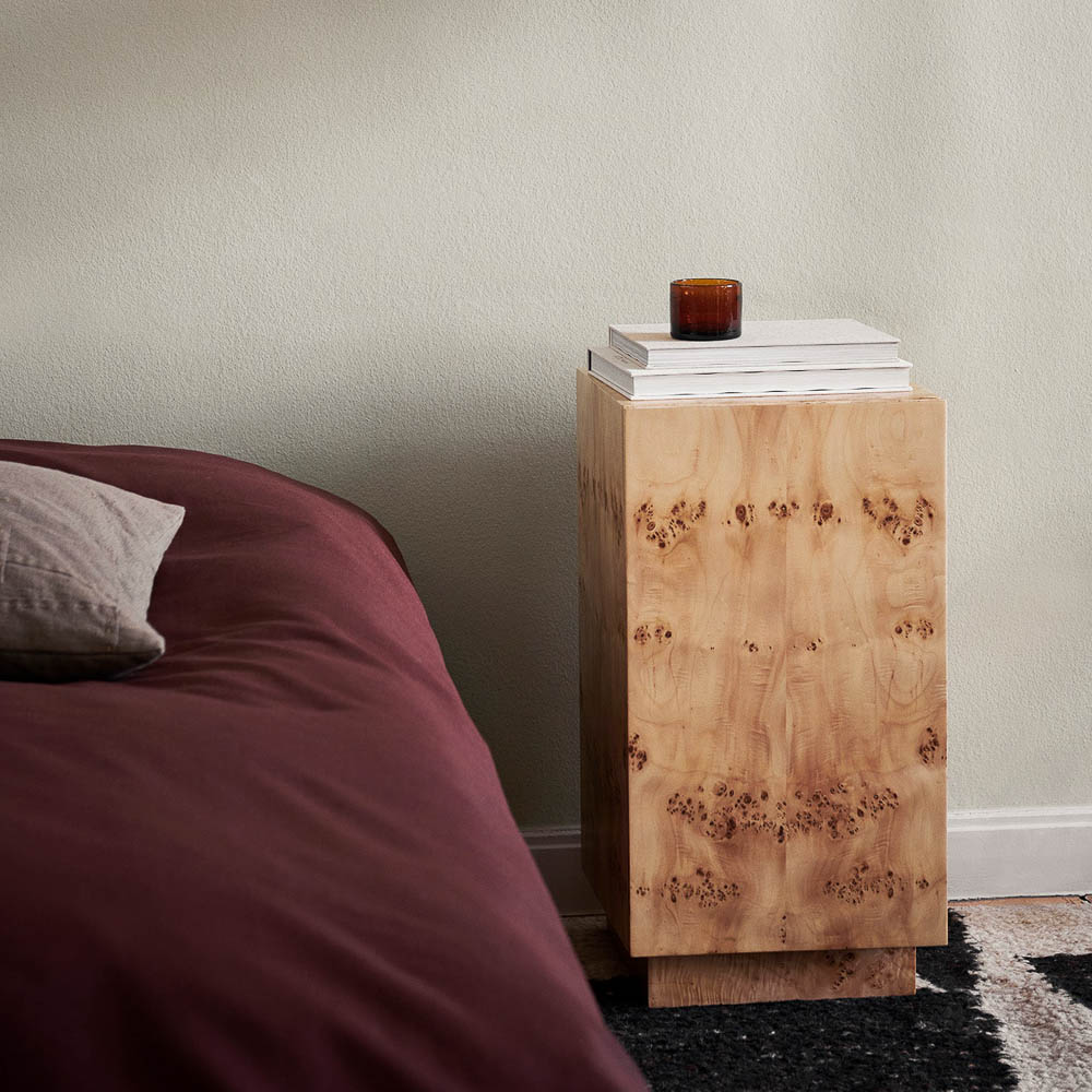 FERM LIVING Burl Side Table - Natural Wood Nightstand for Bedroom, Living Room & Office - Modern Scandinavian End Table with Organic Texture