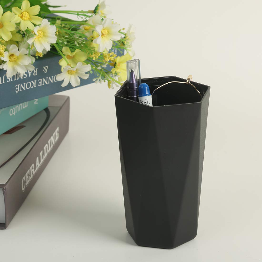 2 Packs Leakproof Car Trash Can with Lid - Diamond Design Vehicle Dustbin for Automotive, Home, Office, Kitchen & Bedroom - Perfect for Road Trips, Daily Commute & Indoor Waste Management (Black)