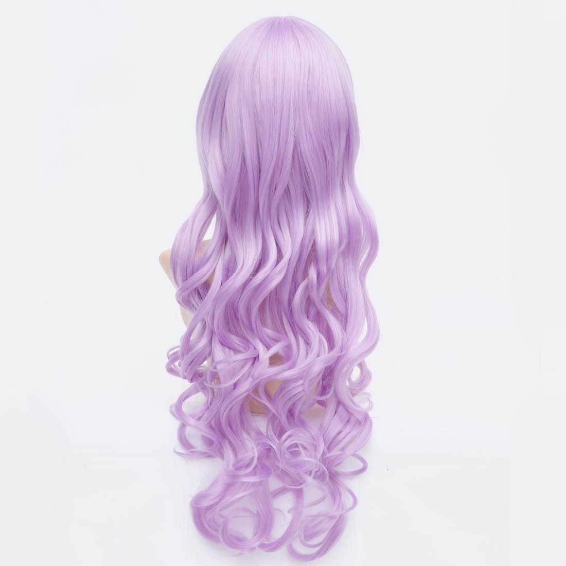 Lavender Purple Synthetic Long Wavy Curly Women's Wig with Bangs - Perfect for Cosplay, Halloween, Parties & Daily Fashion Styling