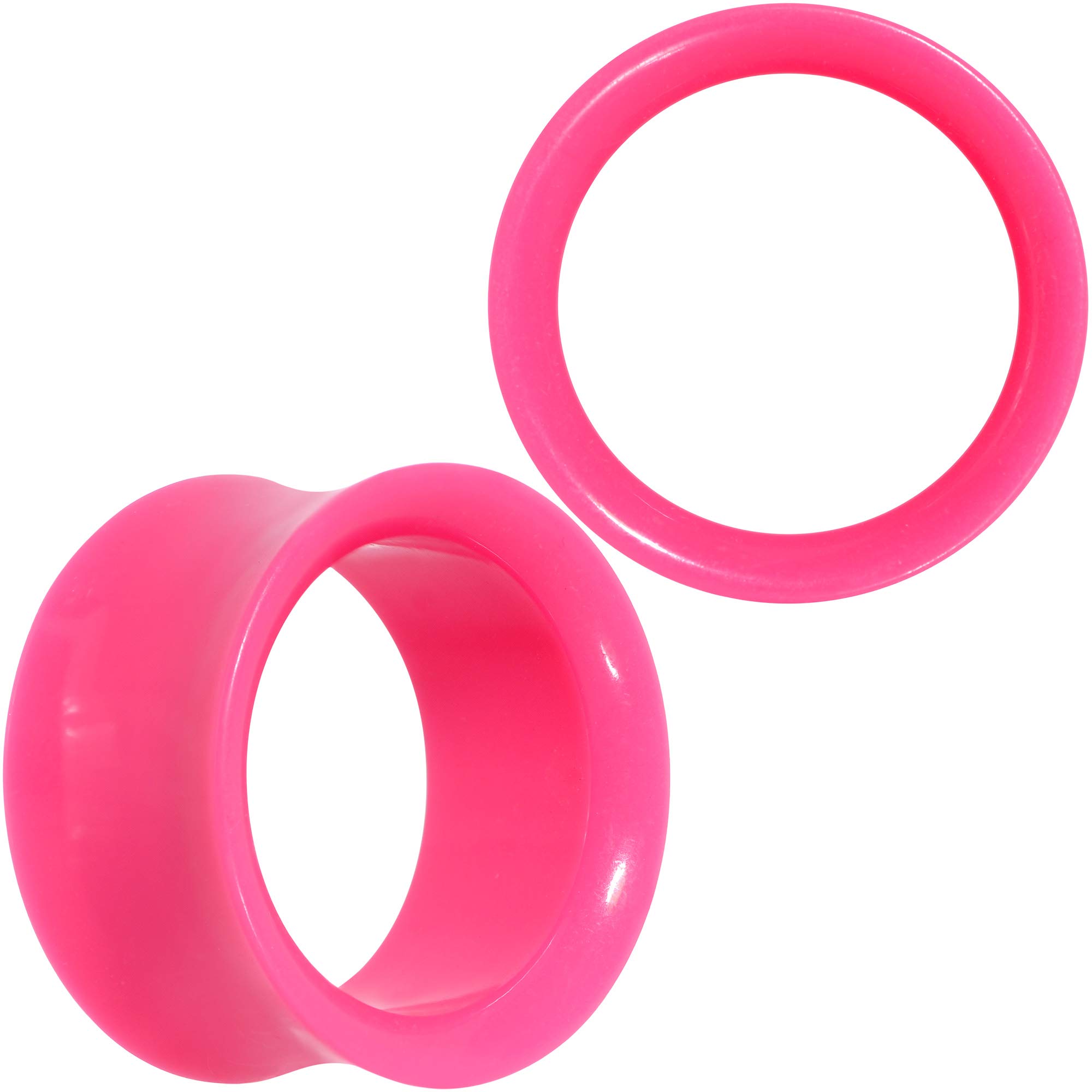 Body Candy Women's 2-Piece Pink UV Acrylic Double Flare Saddle Plug Ear Gauges (16mm-20mm) - Trendy Stretching Jewelry for Parties, Concerts & Alternative Fashion