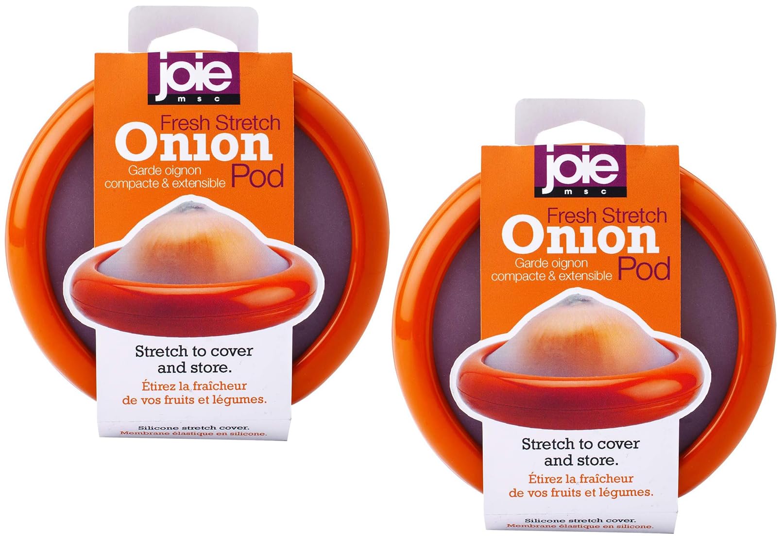 Joie Onion Stretch Pod - 2 Pack | Fresh Onion Storage Container for Refrigerator | Extends Vegetable Shelf Life | Perfect for Kitchen, Pantry & Meal Prep Organization (Orange)