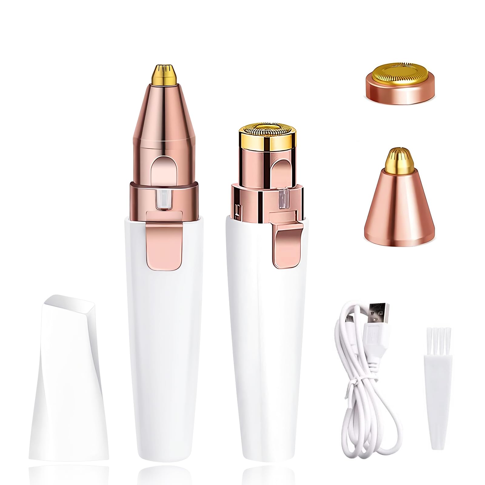 2-in-1 Electric Eyebrow Trimmer & Facial Hair Remover for Women - Painless Hair Removal Device with LED Light for Eyebrows, Upper Lips & Face | Perfect for At-Home Grooming, Travel & Quick Touch-Ups
