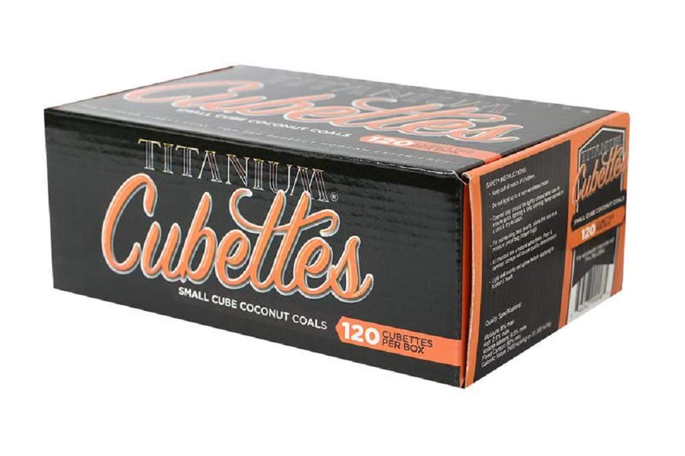 Titanium Coconut Hookah Coals - 120 Count Cubettes with Ottomost Phone Grip | Premium Shisha Charcoal for Smooth Smoking Experience | Perfect for Home Use, Parties, and Outdoor Gatherings