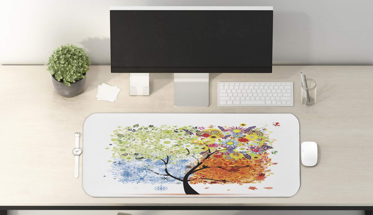Ambesonne Seasonal Tree Branches Mouse Pad - Non-Slip Rubber Gaming Mousepad (31