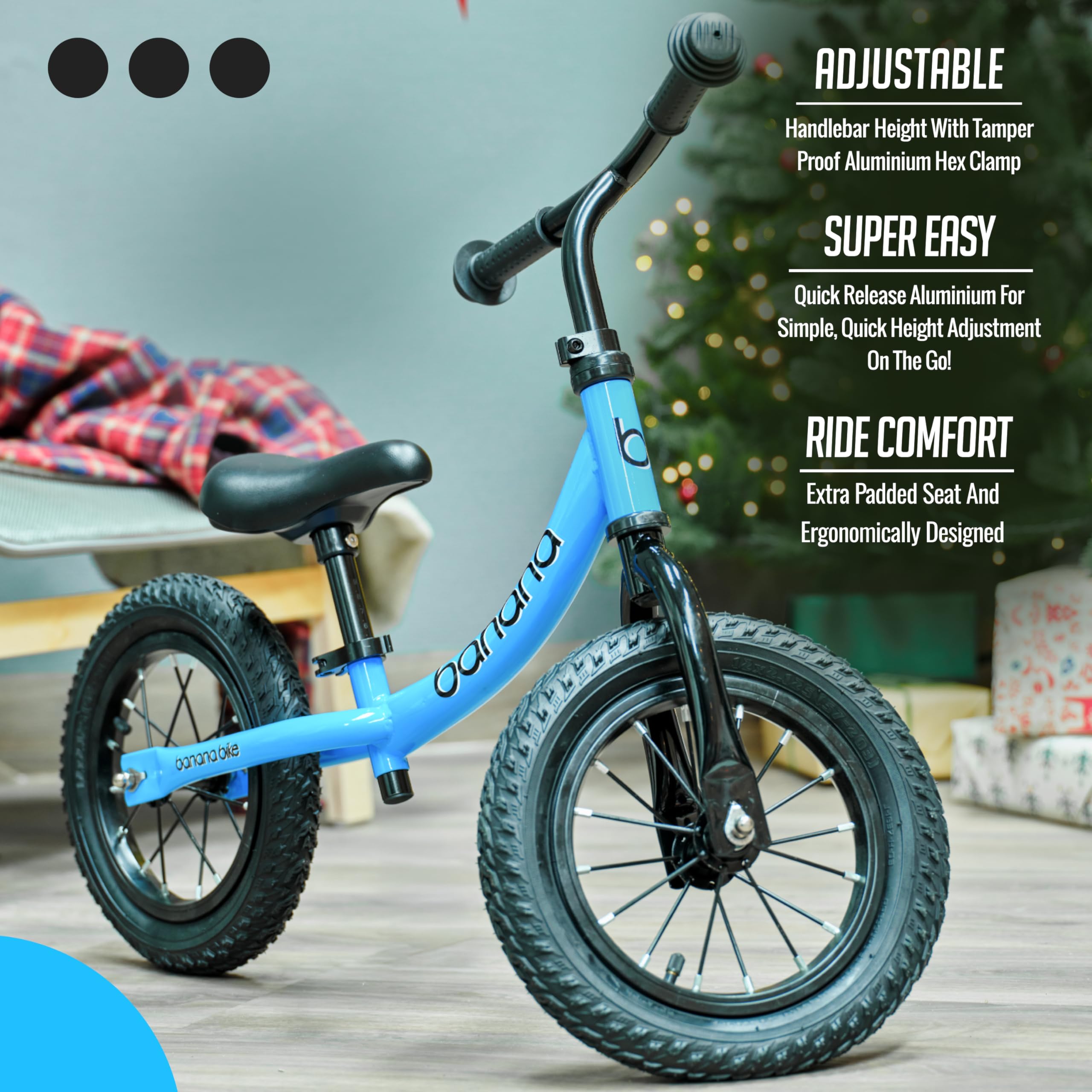 **GT Lightweight Aluminum Balance Bike for Kids 2-5 Years Old - Adjustable Seat & Handlebar, No Pedal Training Bike with 12
