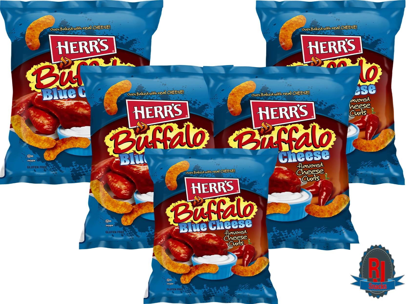 Herr's Buffalo Blue Cheese Curls & Potato Chips - 1oz Value Pack | Crunchy Snacks for Parties, Game Nights & Office Snacking