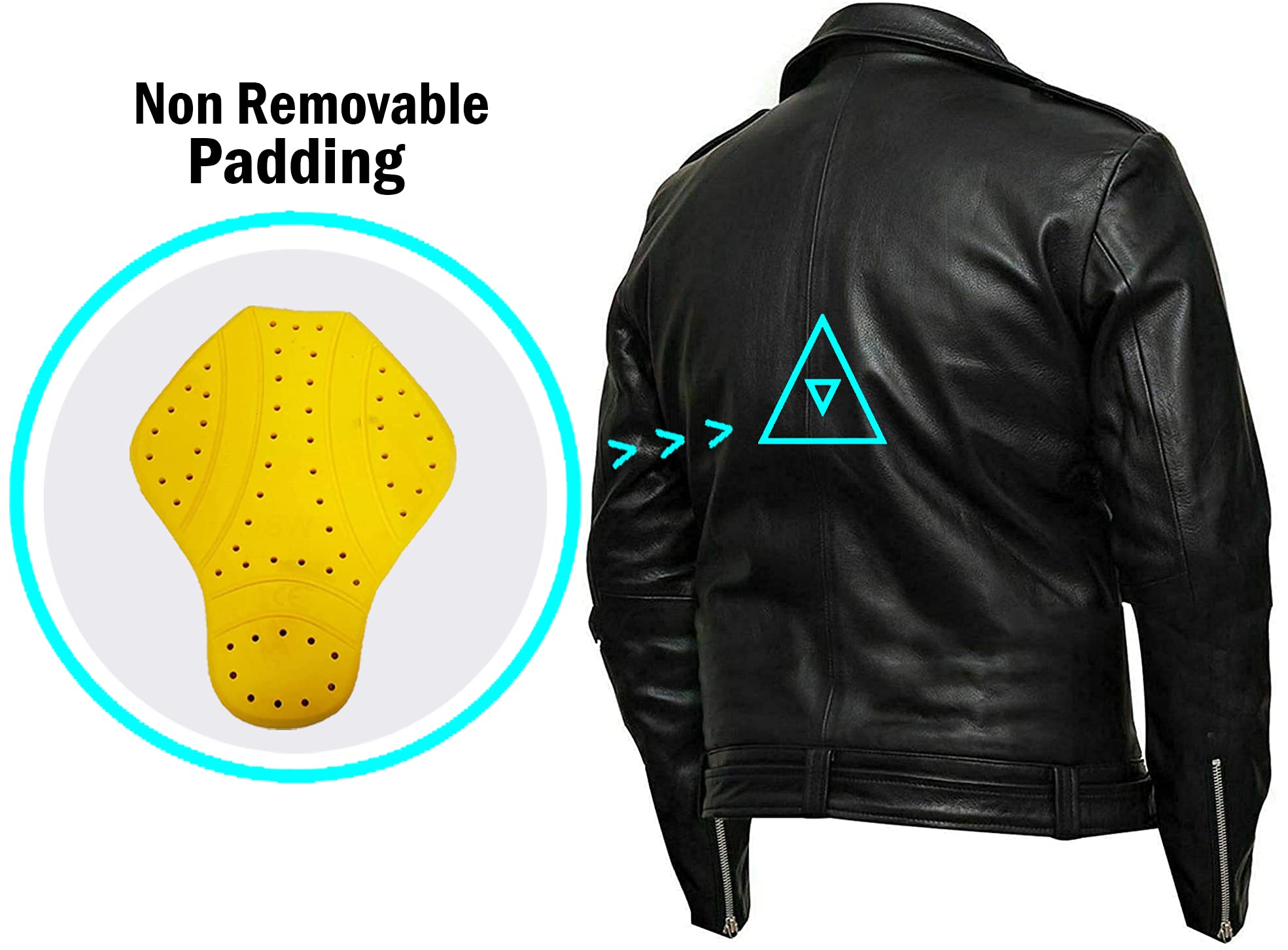 Men's Biker Brando Black Belted Motorcycle Jacket - Genuine Leather with Padding for Safety - Perfect for Riding, Motorcycle Enthusiasts & Casual Streetwear